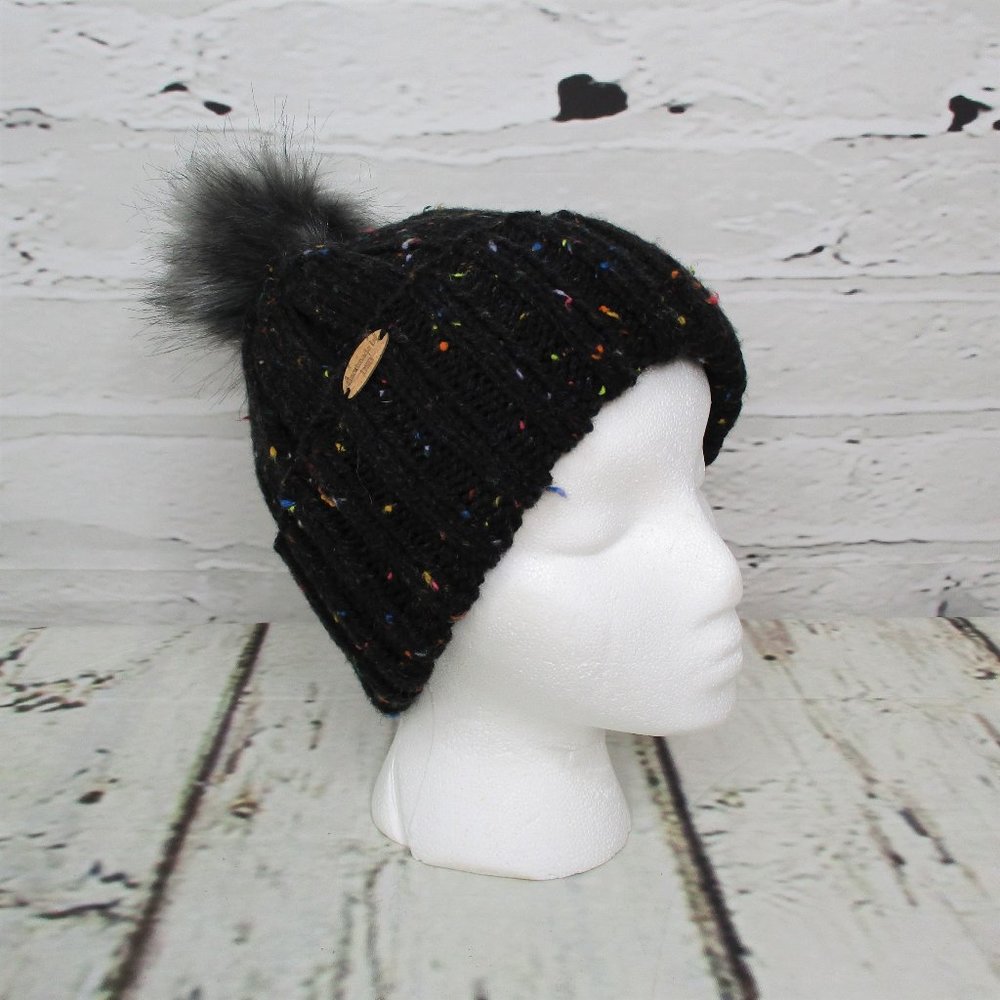 Duncan Street Designs Hand Knit Ribbed Confetti Hat with Pom Pom